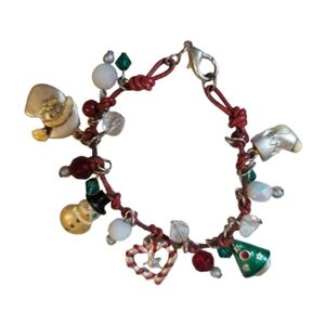 Christmas charm bracelet snowman tree heart santa beads